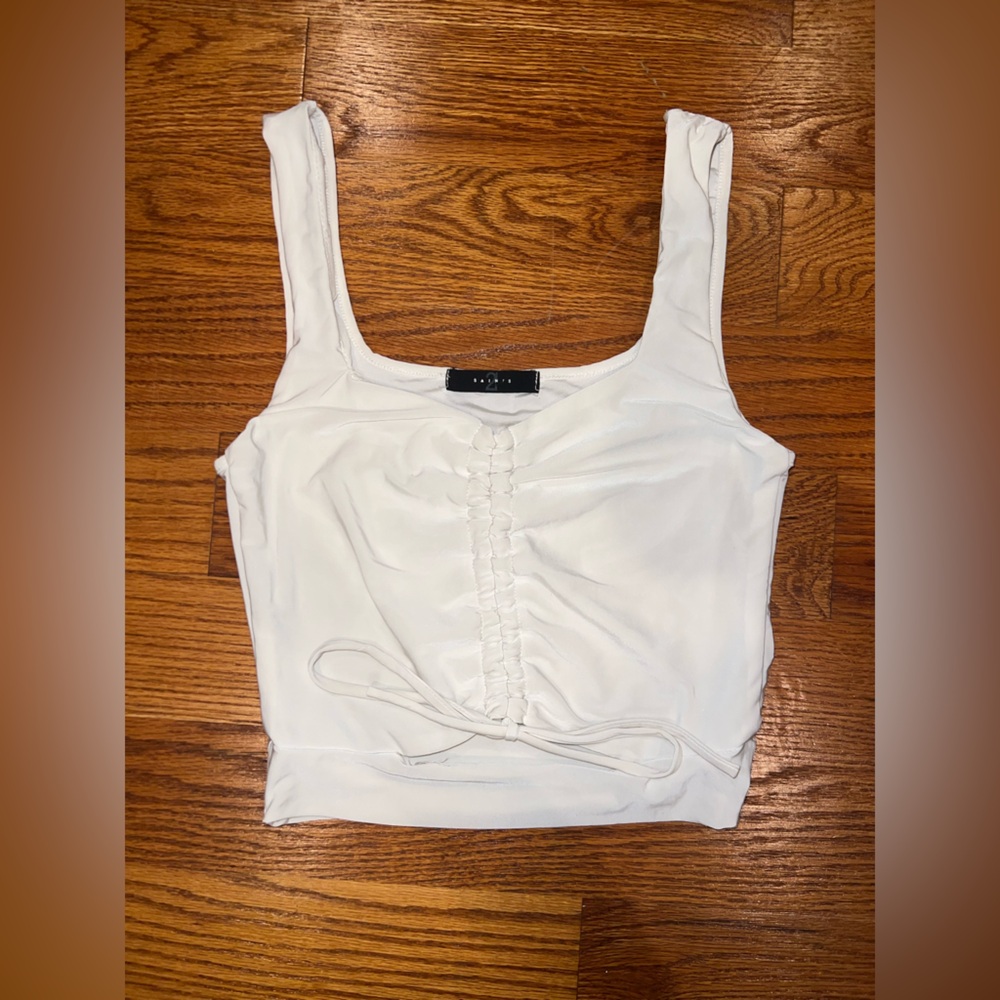White Ruched Tank Top